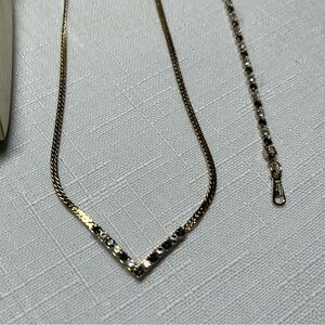 New Avon GALAXY OF COLOR Gold-tone V-Necklace & Tennis Bracelet